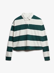 Superdry Green Ath Essential Stripe 100% Cotton Rugby T-Shirt - Image 5 of 5