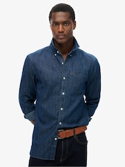 Superdry Rinse Wash Essentials Long Sleeve Denim Shirt - Image 1 of 6