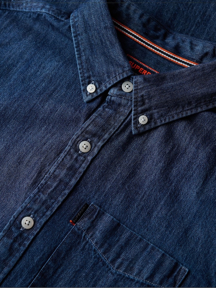 Superdry Rinse Wash Essentials Long Sleeve Denim Shirt - Image 6 of 6