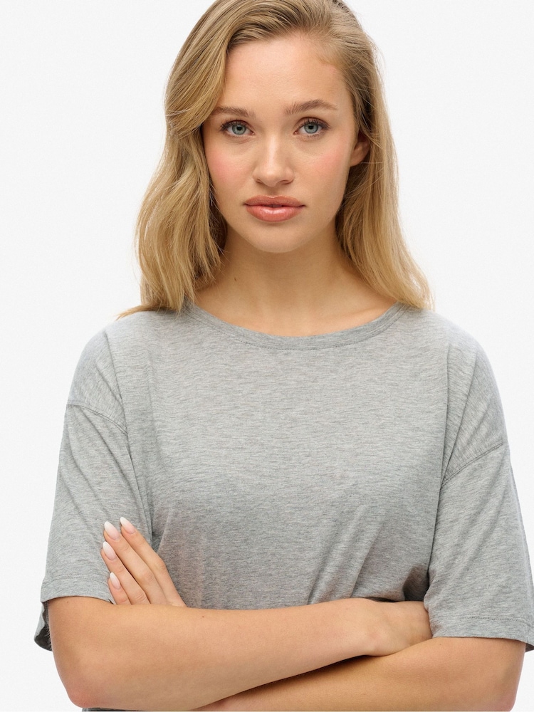 Superdry Smoke Grey Marl Studios Dropped Shoulder T-Shirt - Image 3 of 5