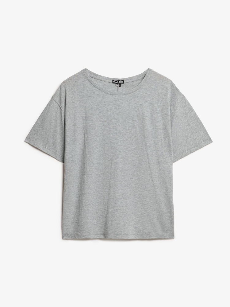 Superdry Smoke Grey Marl Studios Dropped Shoulder T-Shirt - Image 4 of 5