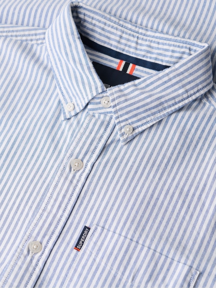 Superdry Blue Dark Essentials Oxford Shirt - Image 6 of 6