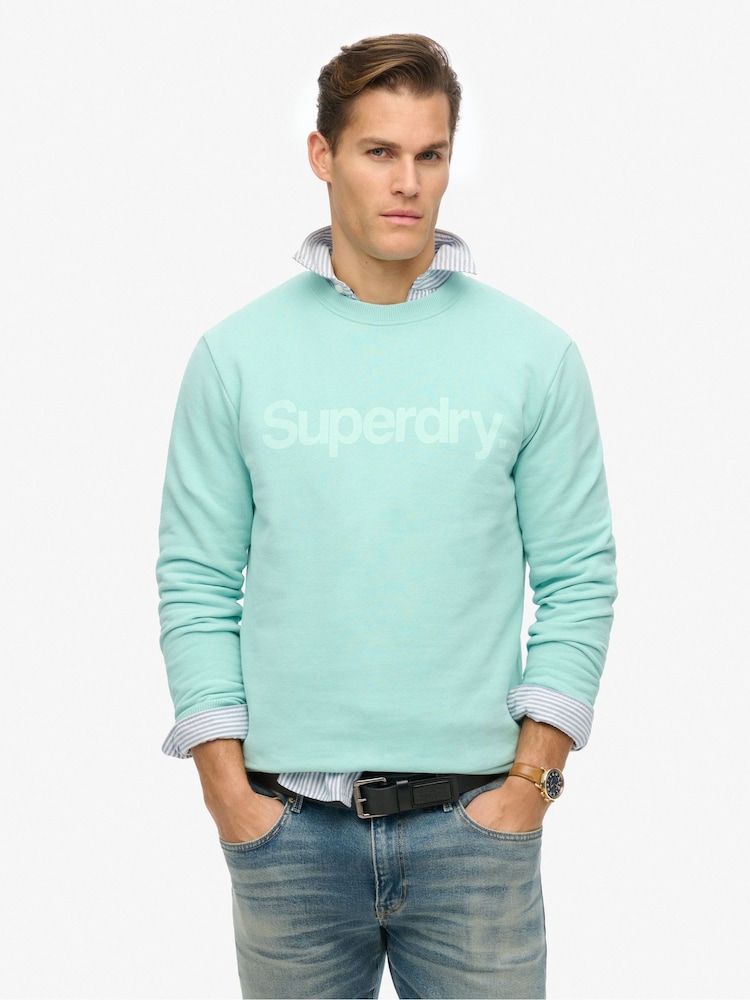 Superdry Grey Coro Logo City Crew Neck Sweatshirt - Image 1 of 3