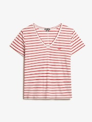 Superdry Red Slub Embroidered Relaxed V-Neck T-Shirt - Image 4 of 5