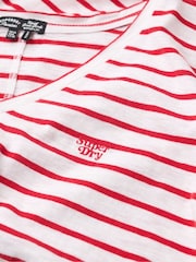 Superdry Red Slub Embroidered Relaxed V-Neck T-Shirt - Image 5 of 5