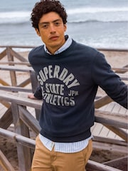 Azul - Superdry Athletic Essential Loose Fit Hoodie - Imagen 1 de 9