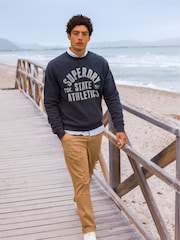 Azul - Superdry Athletic Essential Loose Fit Hoodie - Imagen 2 de 9