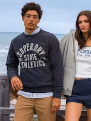 Azul - Superdry Athletic Essential Loose Fit Hoodie - Imagen 7 de 9