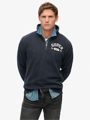 Superdry Blue Athletic Essential Loose Fit Half Zip SweatShirt - Image 1 of 6