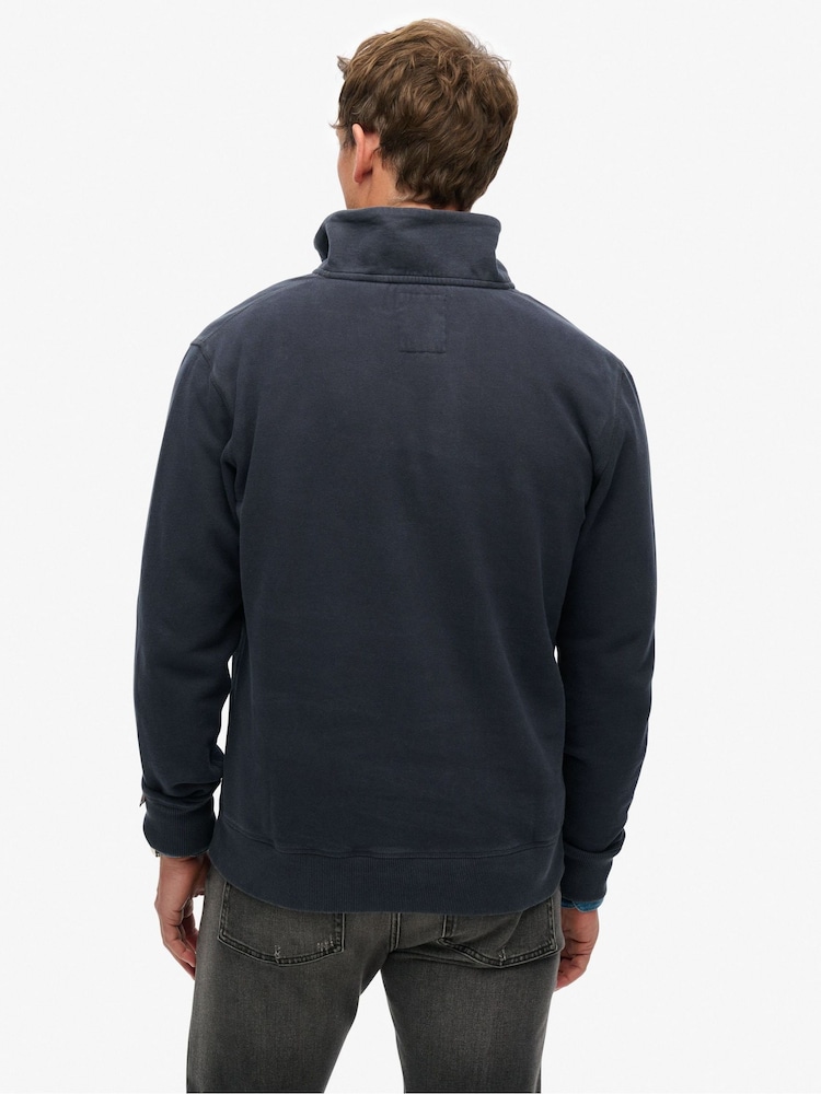 Superdry Blue Athletic Essential Loose Fit Half Zip SweatShirt - Image 2 of 6
