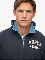 Superdry Blue Athletic Essential Loose Fit Half Zip SweatShirt - Image 4 of 6