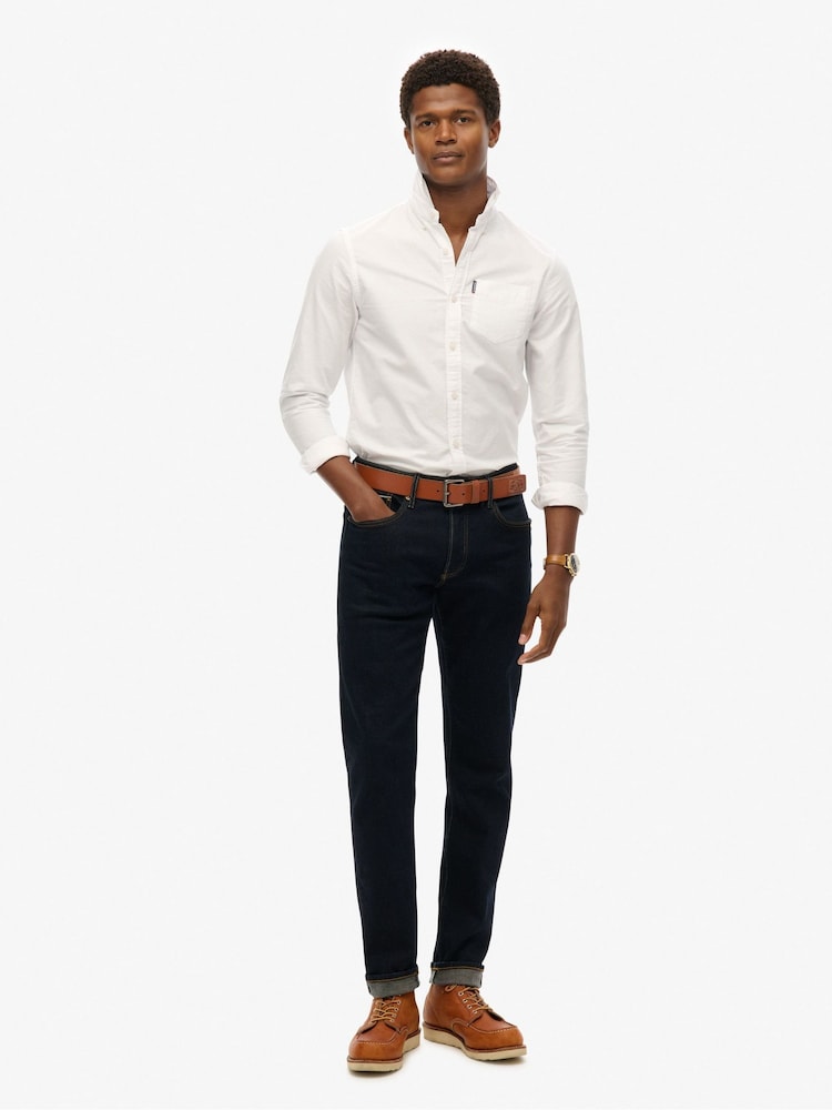Superdry White 100% Cotton Essentials Oxford Shirt - Image 2 of 6