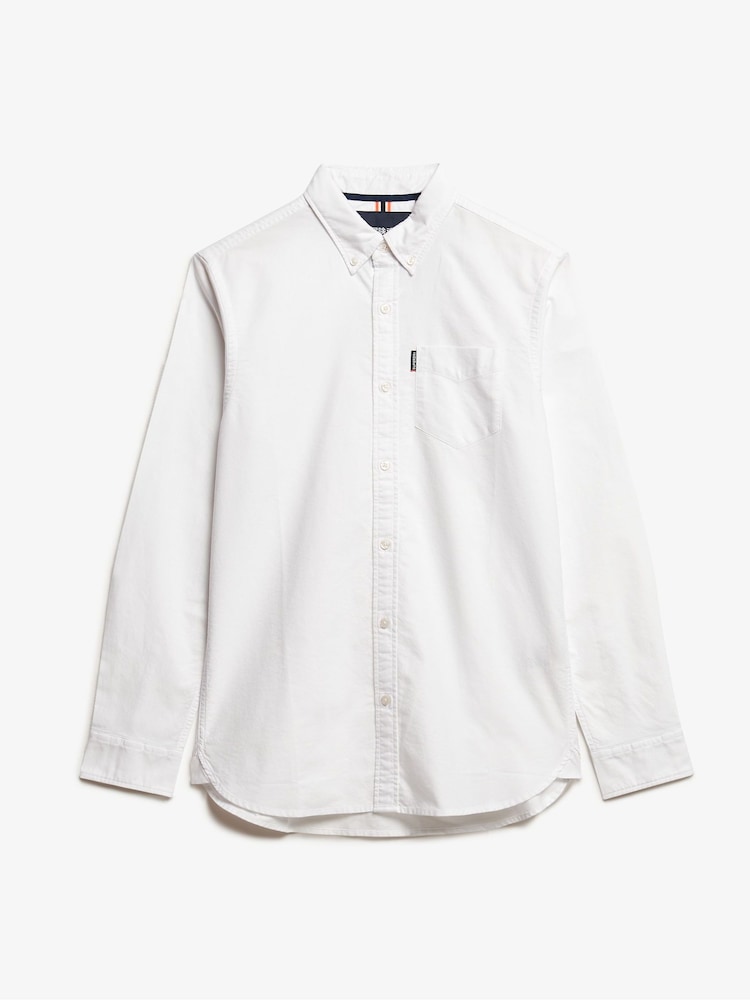 Superdry White 100% Cotton Essentials Oxford Shirt - Image 5 of 6