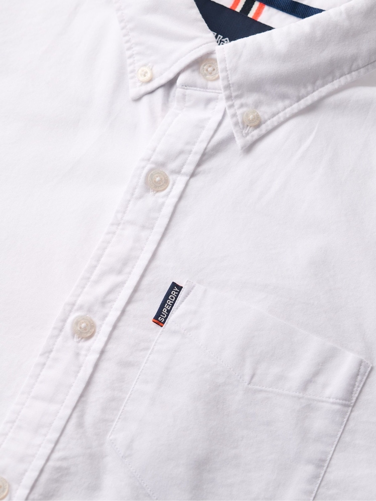 Superdry White 100% Cotton Essentials Oxford Shirt - Image 6 of 6
