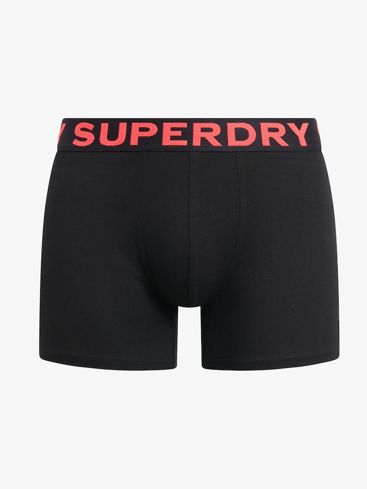 Superdry Black/Neon Logo Triple 100% Cotton Boxers 3 Pack - Image 3 of 6