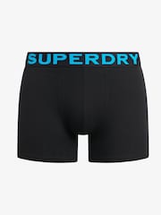 Superdry Black/Neon Logo Triple 100% Cotton Boxers 3 Pack - Image 4 of 6