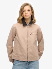 Superdry Brown 100% Cotton Corduroy Collar Ranch Jacket - Image 1 of 5