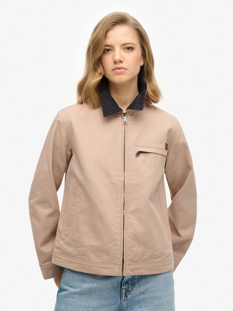 Superdry Brown 100% Cotton Corduroy Collar Ranch Jacket - Image 1 of 5