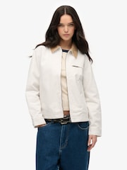 Superdry Off White 100% Cotton Corduroy Collar Ranch Jacket - Image 1 of 6