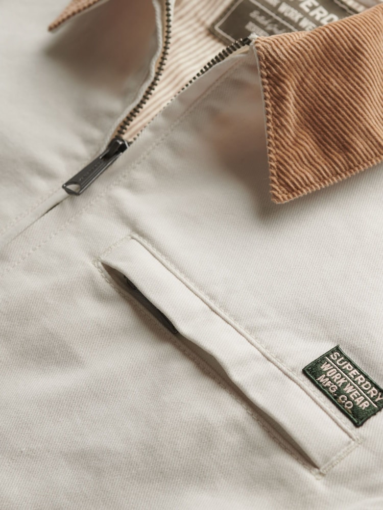Superdry Off White 100% Cotton Corduroy Collar Ranch Jacket - Image 6 of 6