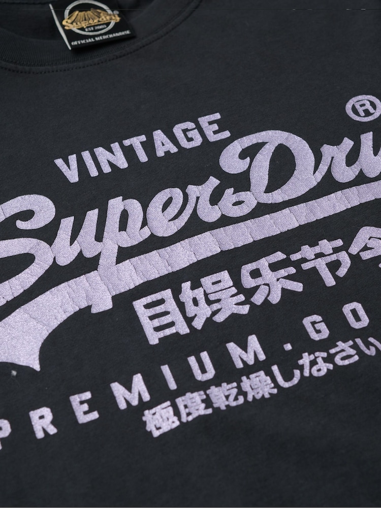 Superdry Black VL Metallic Relaxed T-Shirt - Image 6 of 6