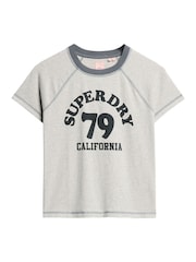 Superdry Grey Marl Athletic Raglan Graphic 100% Cotton T-Shirt - Image 4 of 5