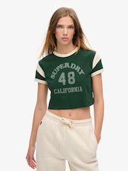 Verde esmalte - Superdry Athletic Graphic Ringer 100% Cotton T-Shirt - Imagen 1 de 6