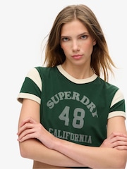Verde esmalte - Superdry Athletic Graphic Ringer 100% Cotton T-Shirt - Imagen 3 de 6