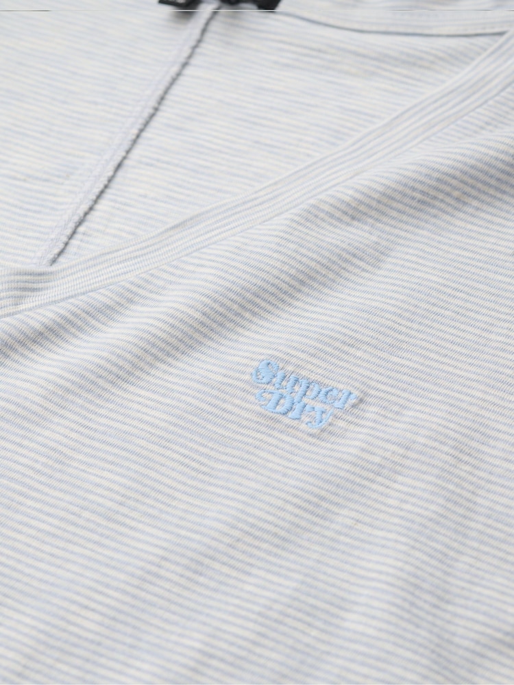 Superdry Blue Slub Embroidered Relaxed V-Neck T-Shirt - Image 5 of 5