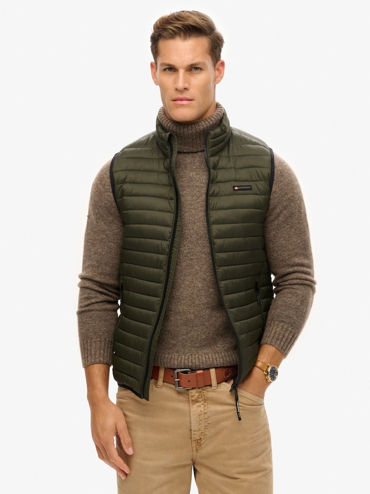 Superdry Olive Green Fuji Lite Slim Fit Gilet - Image 1 of 6
