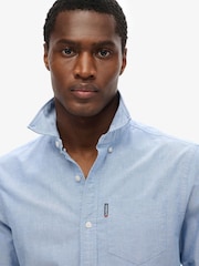 Superdry Light Blue Essentials Oxford Shirt - Image 2 of 10