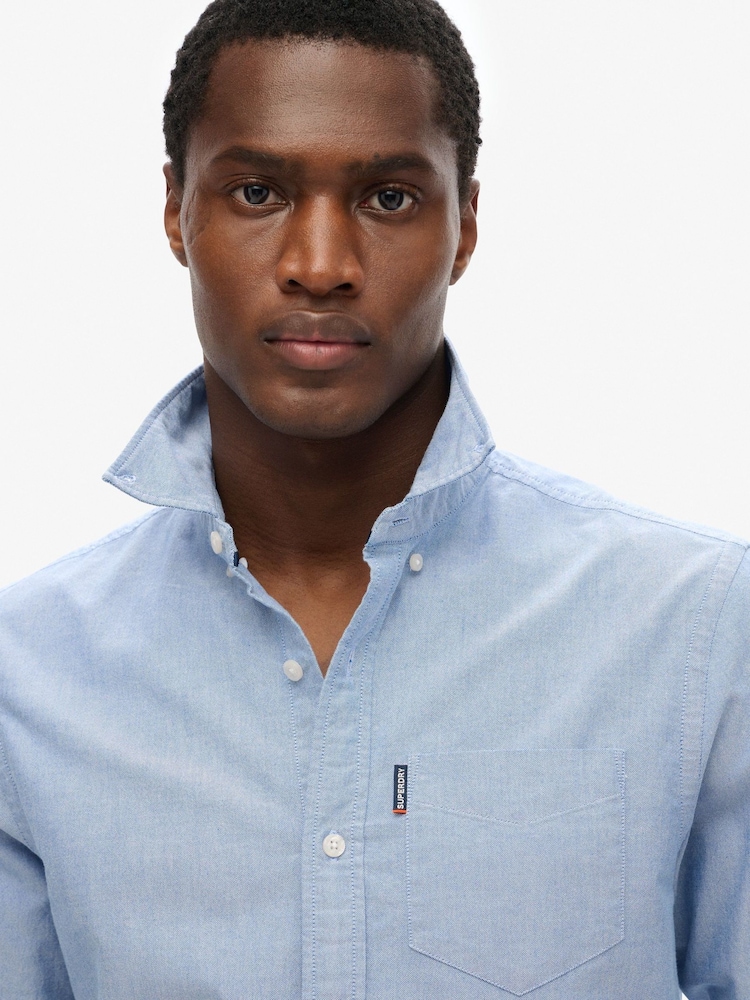 Superdry Light Blue Essentials Oxford Shirt - Image 2 of 10