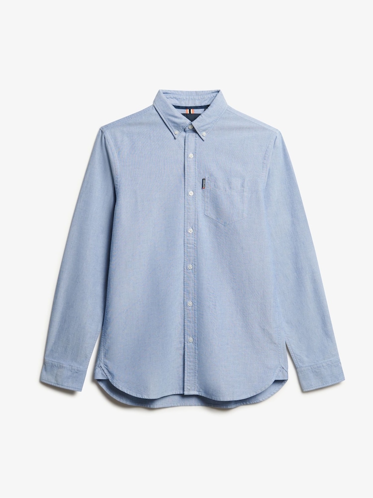 Superdry Light Blue Essentials Oxford Shirt - Image 4 of 10