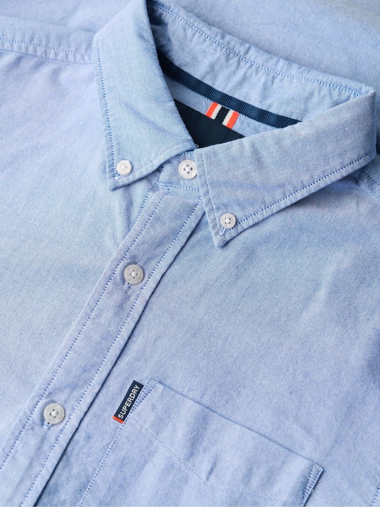 Superdry Light Blue Essentials Oxford Shirt - Image 5 of 10