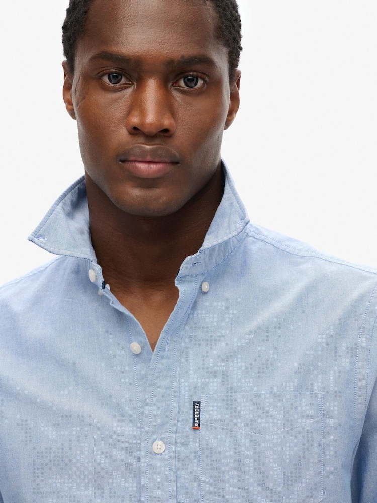 Superdry Light Blue Essentials Oxford Shirt - Image 6 of 10