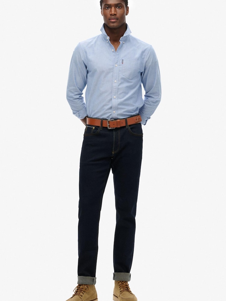 Superdry Light Blue Essentials Oxford Shirt - Image 7 of 10