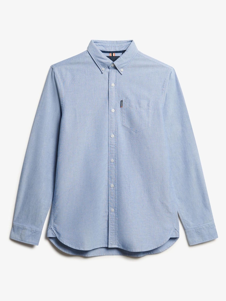 Superdry Light Blue Essentials Oxford Shirt - Image 8 of 10