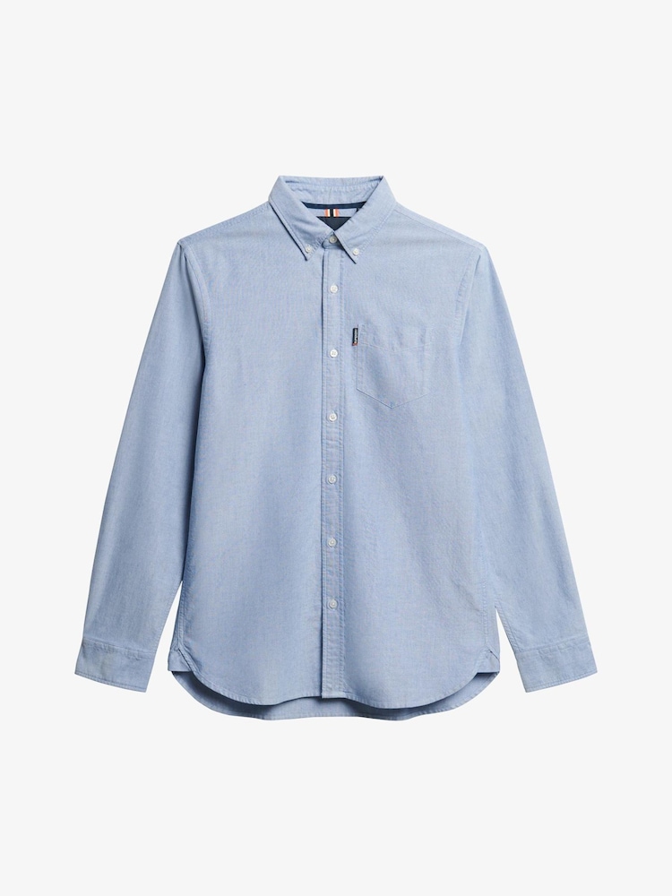 Superdry Light Blue Essentials Oxford Shirt - Image 9 of 10