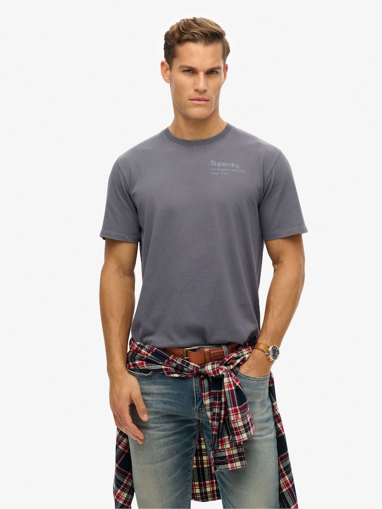 Grau - Superdry Core Logo City Loose Fit T-Shirt - Bild 1 von 4