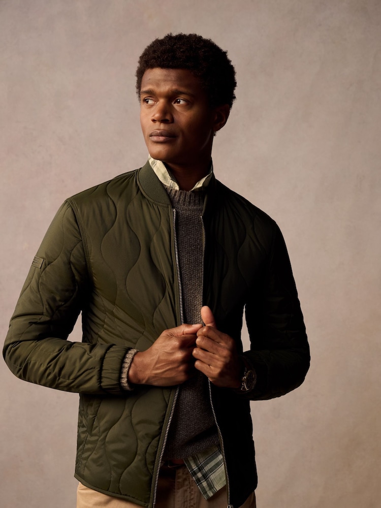 Superdry Olive Green Surplus Quilted Liner Jacket - Image 4 of 10