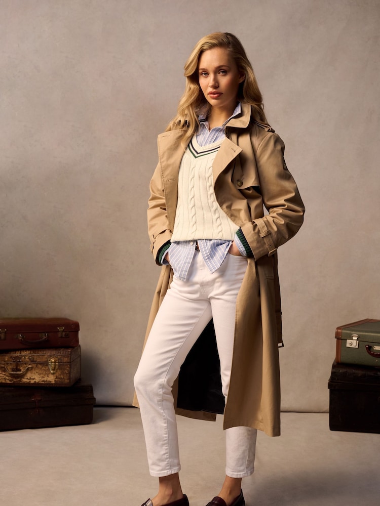 Superdry Shaker Beige Classic Trench 100% Cotton Jacket - Image 1 of 13