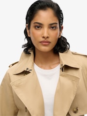 Superdry Shaker Beige Classic Trench 100% Cotton Jacket - Image 10 of 13