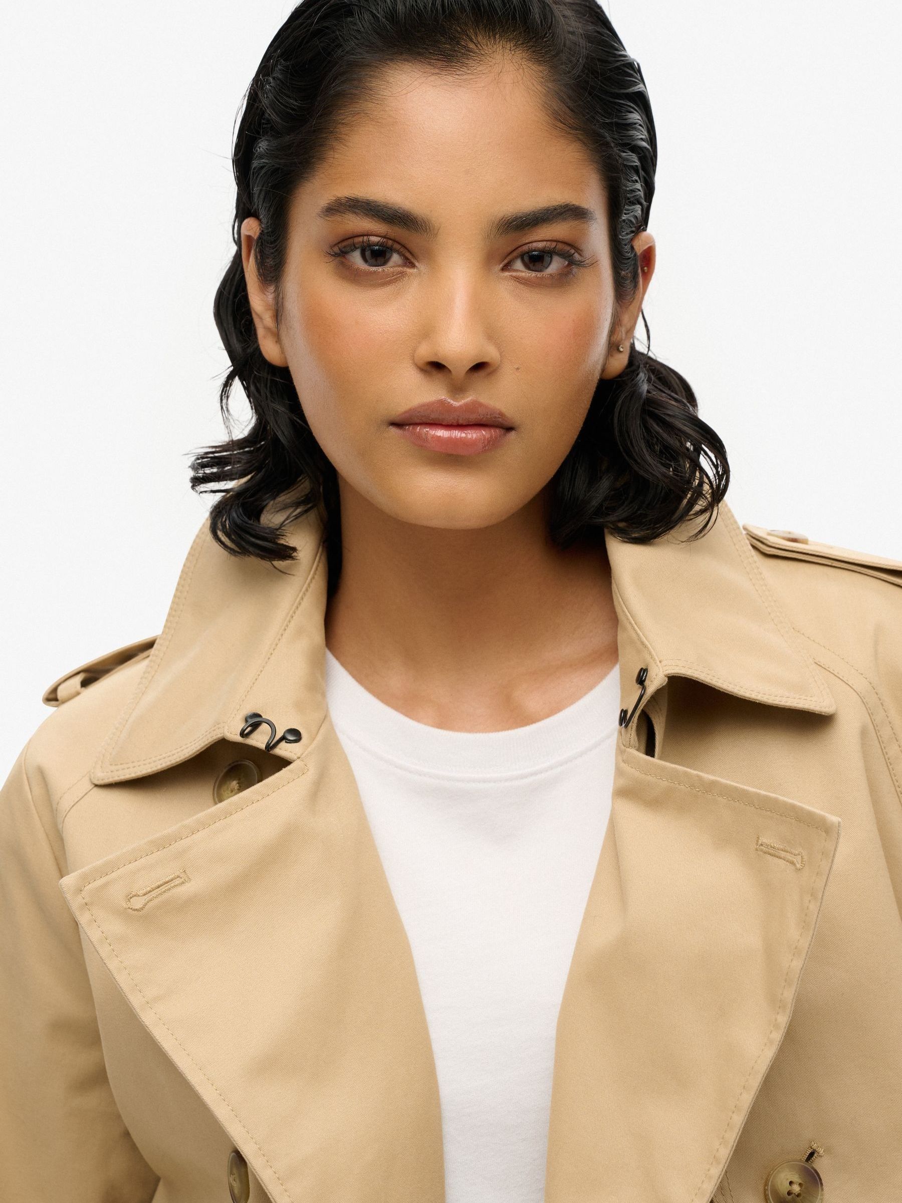 Buy Superdry Shaker Beige Micro Check Trench Coat from Next USA