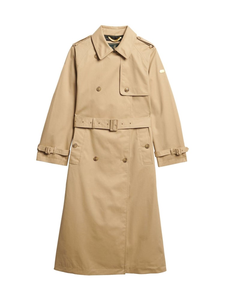 Superdry Shaker Beige Micro Check Trench Coat - Image 5 of 5 Superdry Shaker Beige Micro Check Trench Coat - Image 5 of 5