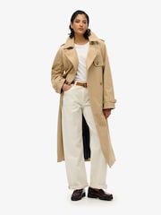 Superdry Shaker Beige Classic Trench 100% Cotton Jacket - Image 6 of 13