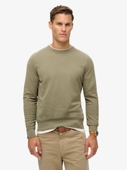 Superdry Light Khaki Green 100% Cotton Classic Essential Sweatshirt - Image 1 of 5