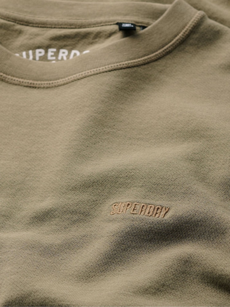 Superdry Light Khaki Green 100% Cotton Classic Essential Sweatshirt - Image 5 of 5