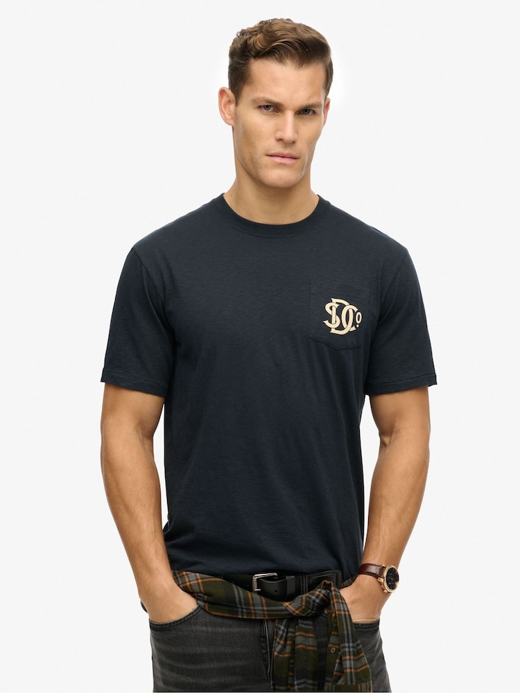 Superdry Blue Merchant Graphic Loose Fit 100% Cotton T-Shirt - Image 1 of 4