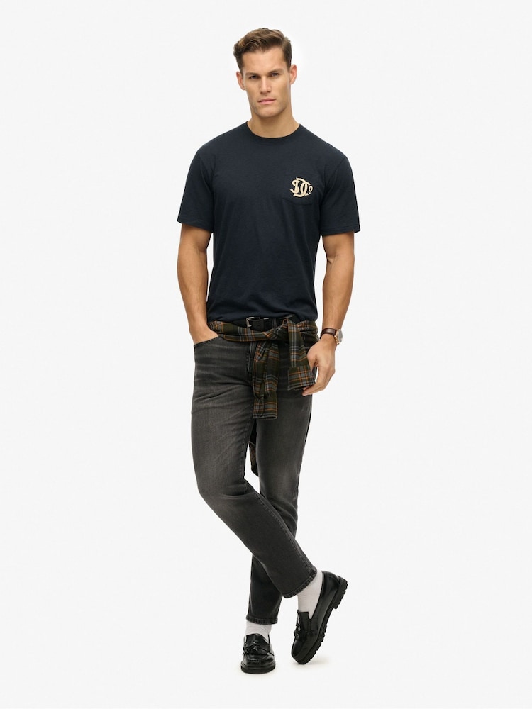 Superdry Blue Merchant Graphic Loose Fit 100% Cotton T-Shirt - Image 2 of 4