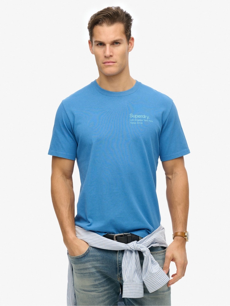 Blau - Superdry Core Logo City Loose Fit T-Shirt - Bild 1 von 5
